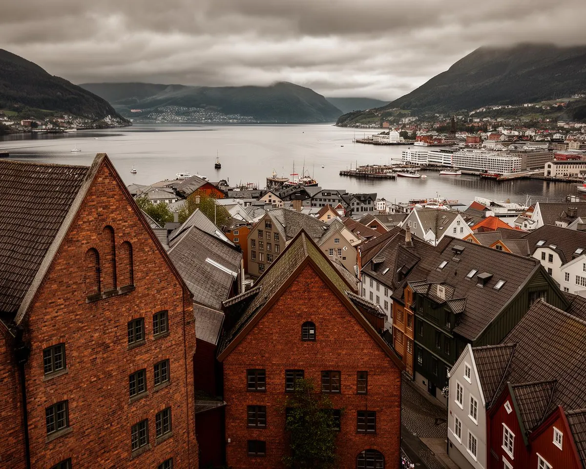 Bergen sentrum sett fra Fløyen